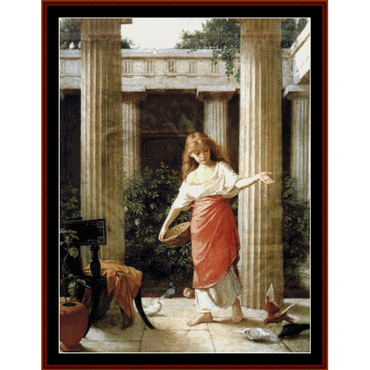 In the Peristyle by J.W. Waterhouse pdf counted cross stitch pattern