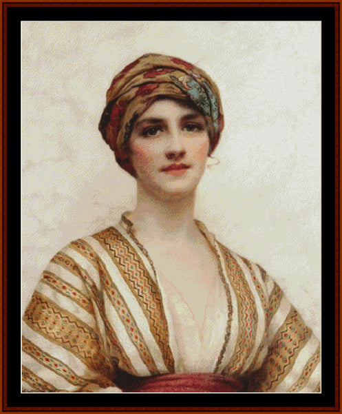 Young Woman in Tan - W.C. Wontner cross stitch pattern