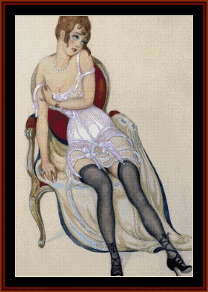 Lady in Underwear – Gerda Wegener cross stitch pattern