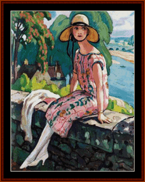 Lili on the Bridge – Gerda Wegener cross stitch pattern