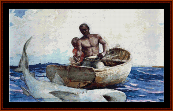 Shark Fishing – Winslow Homer pdf cross stitch pattern