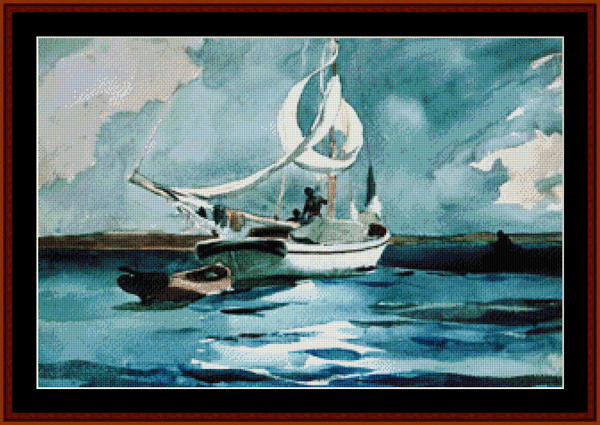 Sloop, Nassau – Winslow Homer pdf cross stitch pattern