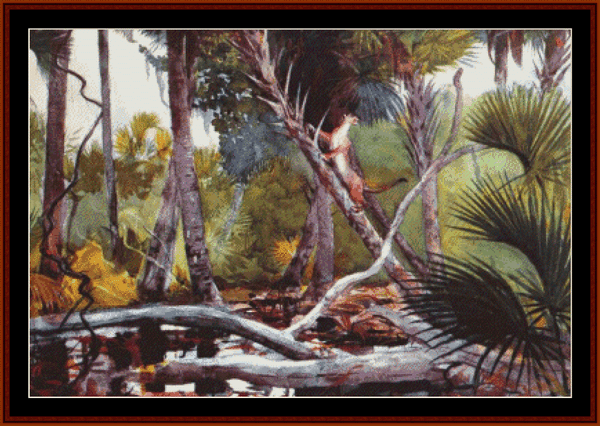 In the Jungle, Florida – Winslow Homer pdf cross stitch pattern