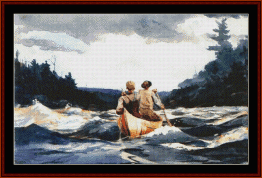 Canoe in the Rapids – Winslow Homer pdf cross stitch pattern