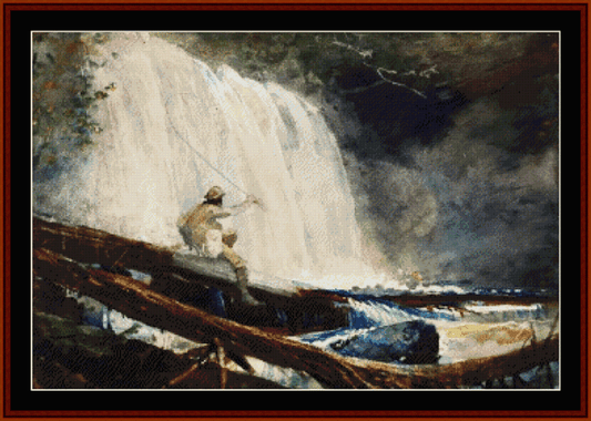 Waterfall in the Adirondacks – Winslow Homer pdf cross stitch pattern