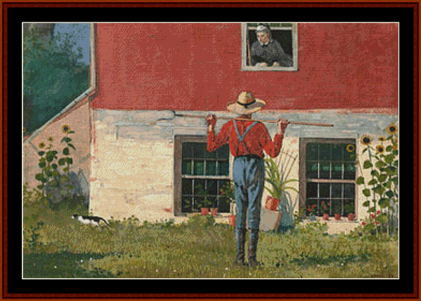 Rustic Courtship – Winslow Homer pdf cross stitch pattern