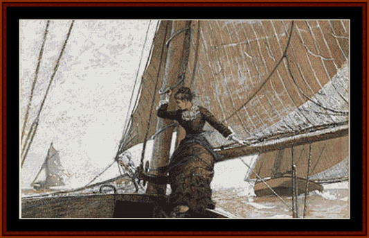 Yachting Girl – Winslow Homer pdf cross stitch pattern