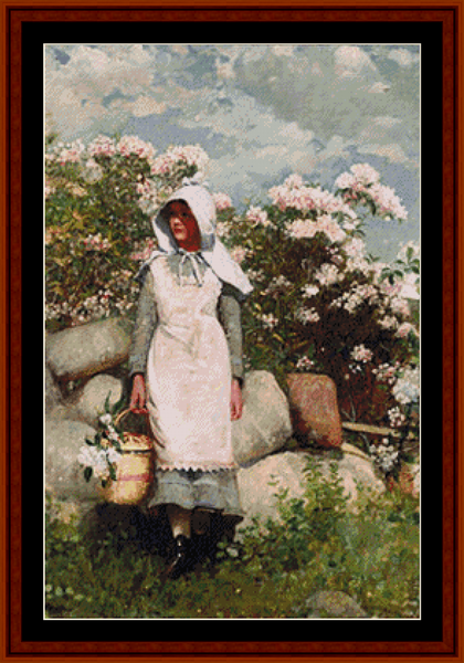 Girl and Laurel – Winslow Homer pdf cross stitch pattern