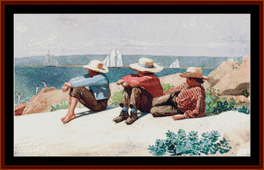 Watching Ships, Gloucester – Winslow Homer pdf cross stitch pattern