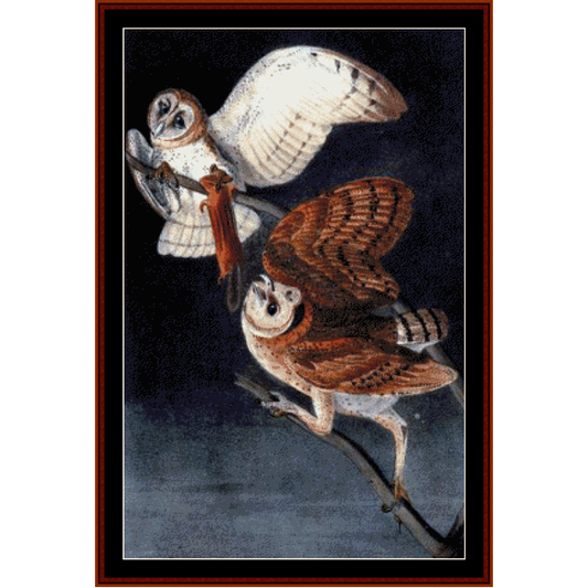 Barn Owls - Wildlife pdf cross stitch pattern