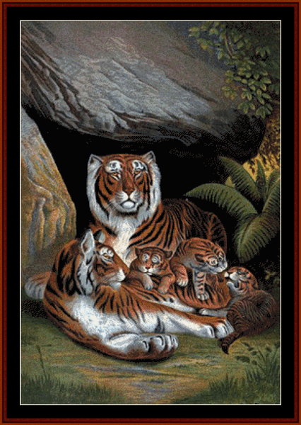 Tiger Den pdf cross stitch pattern