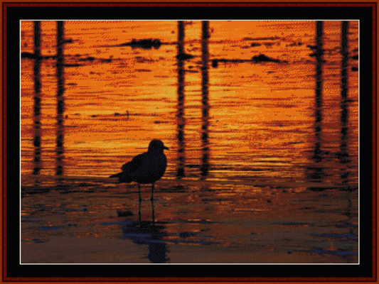 Bird at Sunset pdf cross stitch pattern