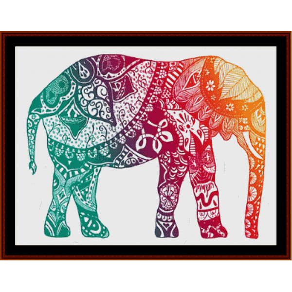 Elephant Mandala I cross stitch pattern