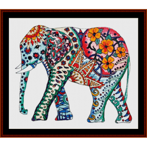 Elephant Mandala II cross stitch pattern