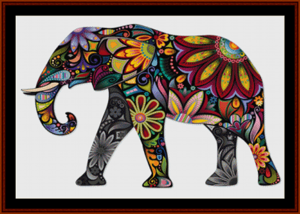 Elephant mandala IV pdf cross stitch pattern