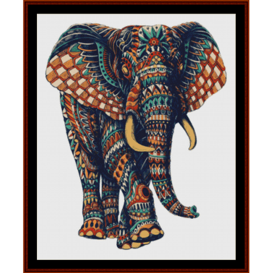 Elephant mandala VII cross stitch pattern