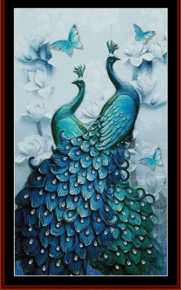 Peacock Heaven - Fantasy pdf cross stitch pattern