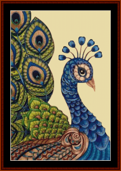 Pretty Peacock - Fantasy pdf cross stitch pattern