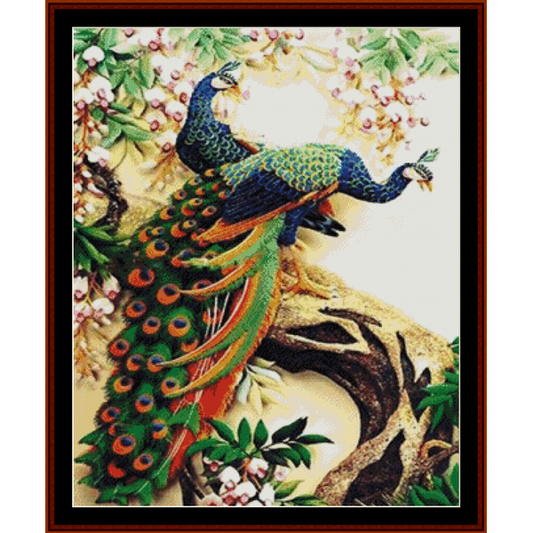 Peacock Friends pdf cross stitch pattern