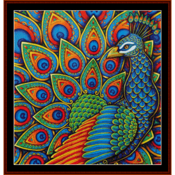 Paisley Peacock pdf cross stitch pattern